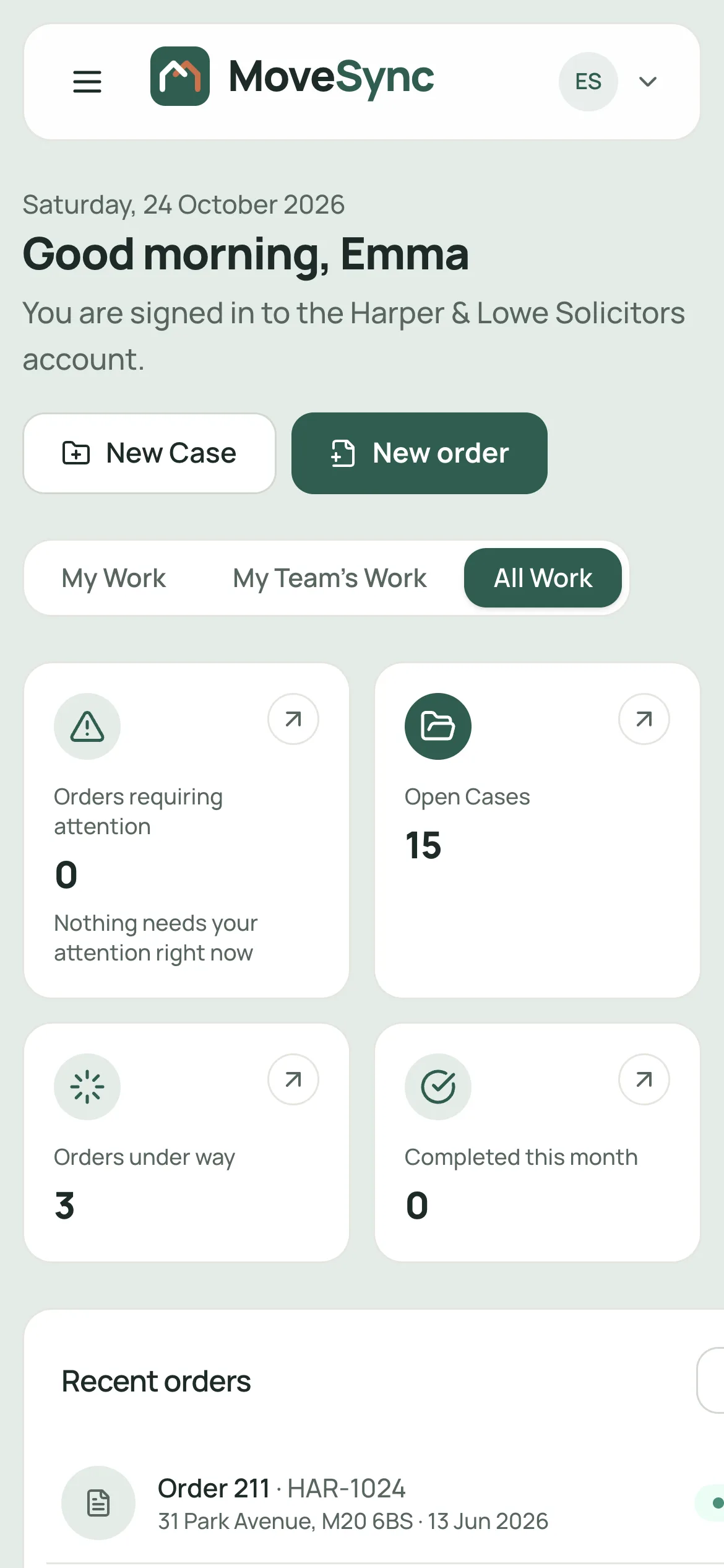 The Client Suite dashboard on a phone, in the chosen brand